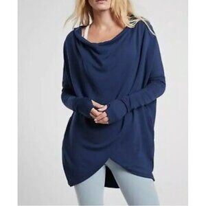 Athleta Womens Hooded Tunic Wrap Top Modal/Polyester Blend S Blue‎